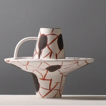 Handbemalte Keramikvase – Kreatives Ornament für Wohnzimmer & Flur