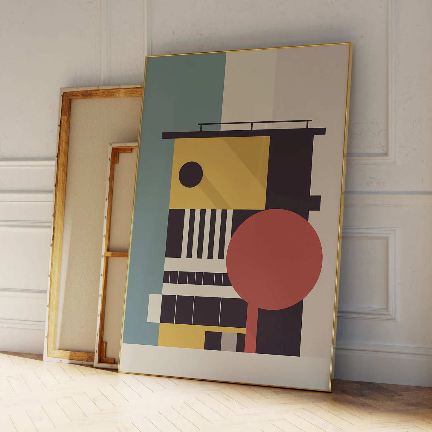 Bauhaus Wandkunst mit Aluminiumrahmen
