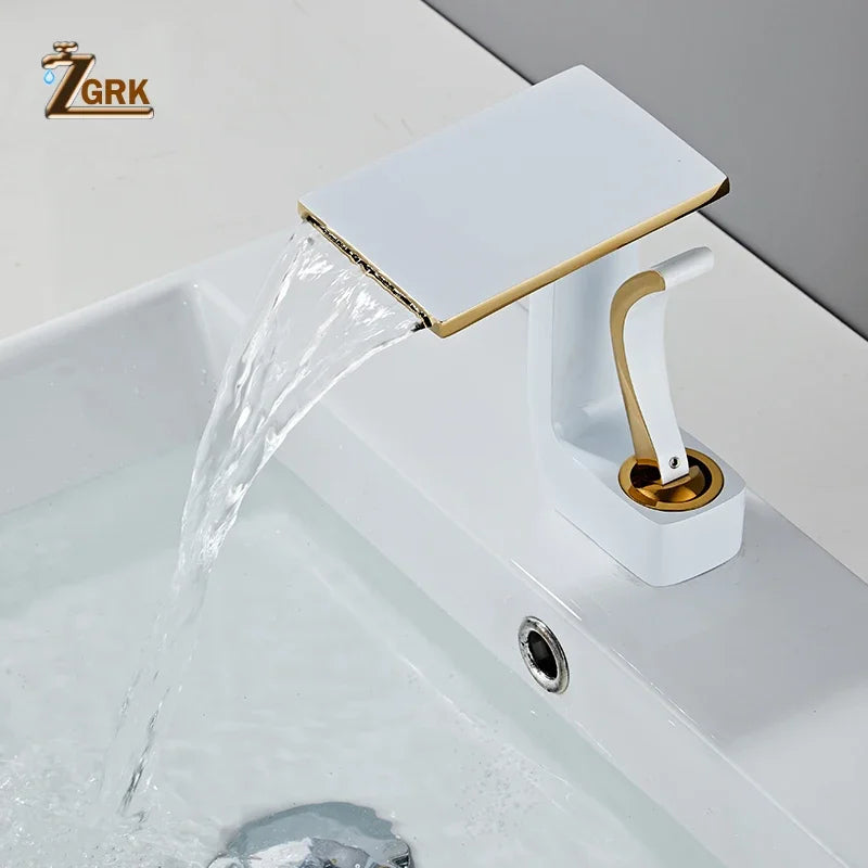 Wasserfall-Waschtischarmatur in Gold, Schwarz oder Weiß - Apoletta