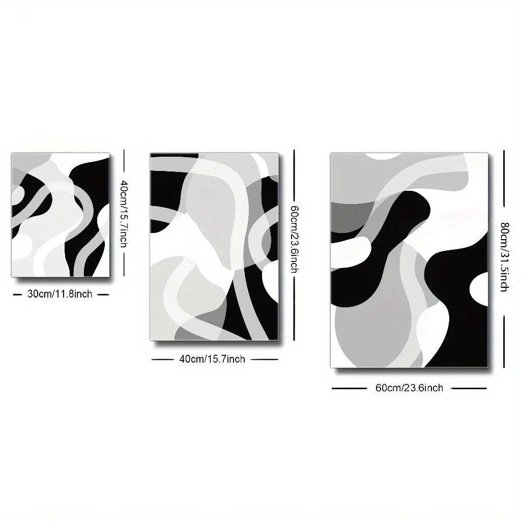 3er Set Minimalistische Geometrische Leinwandkunst mit Holzrahmen