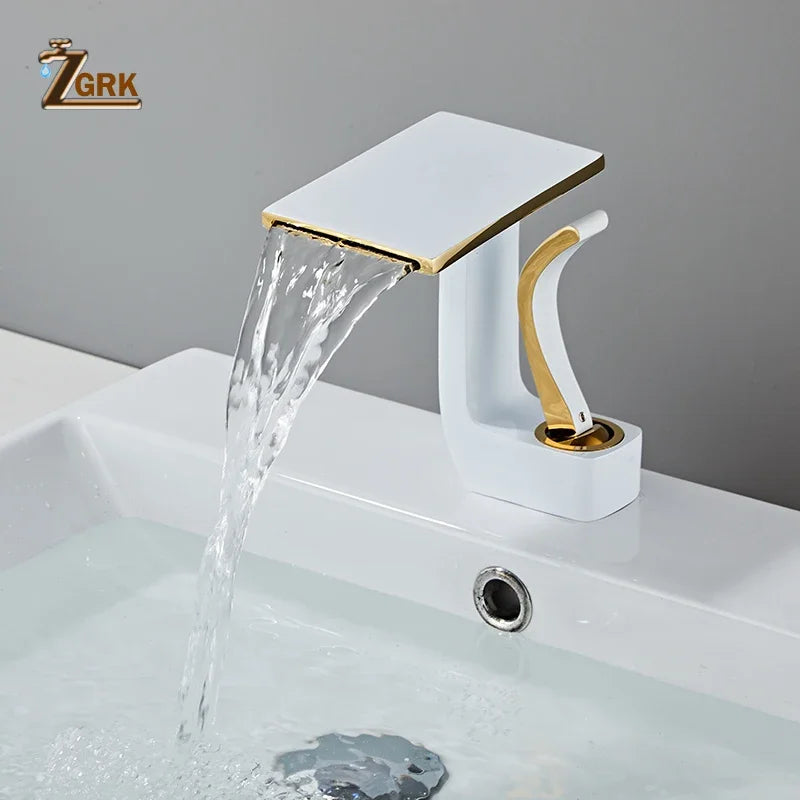 Wasserfall-Waschtischarmatur in Gold, Schwarz oder Weiß - Apoletta