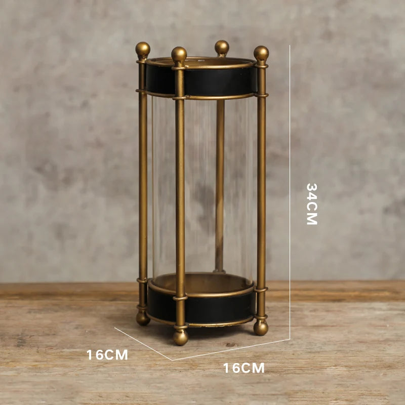 Vintage Eisen-Windlicht mit Glaseinsatz – Metall Kerzenhalter - Apoletta