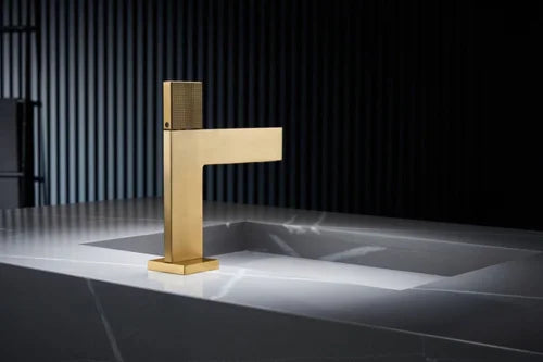 Waschtischarmatur in Grau, Chrom & Gold - Apoletta