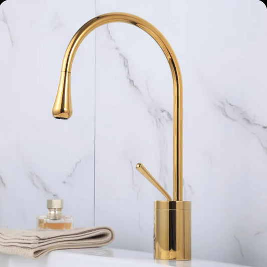 Moderner Waschtisch-Wasserhahn: Gebürstetes Gold, Schwarz & Silber-Mischer - Apoletta