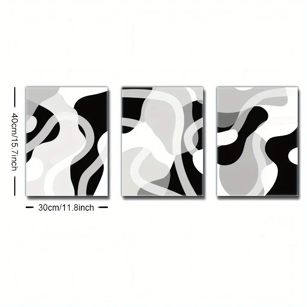 3er Set Minimalistische Geometrische Leinwandkunst mit Holzrahmen