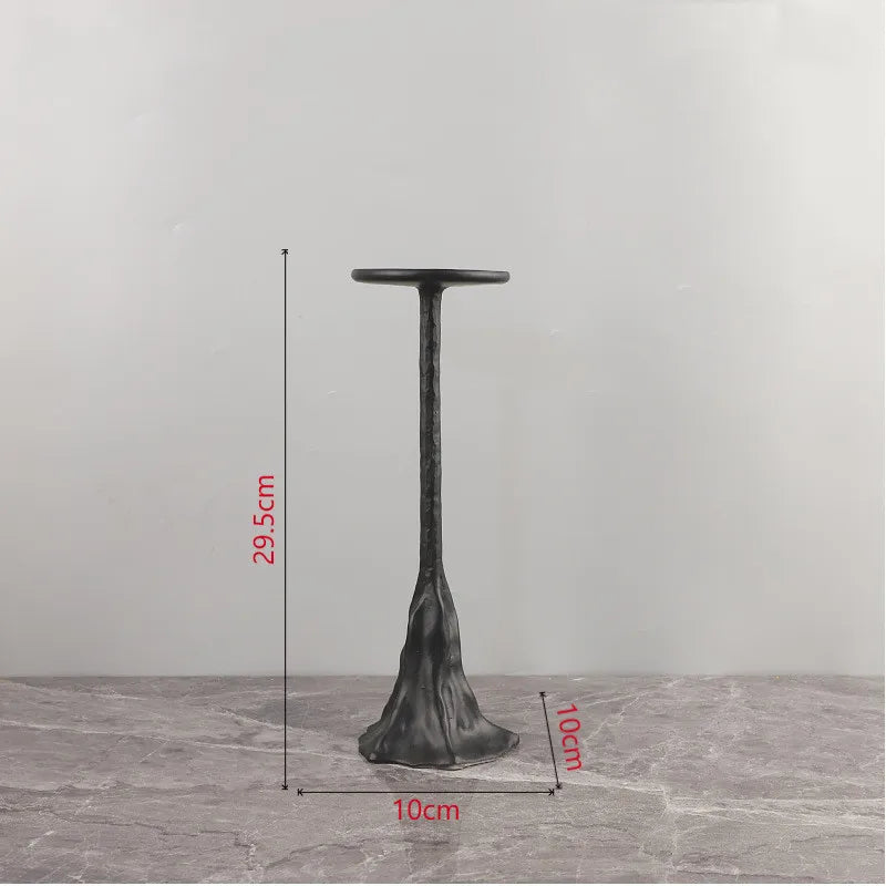 Schwarz-Weiß Gestreifter Knoten-Kerzenhalter aus Kunstharz - Apoletta