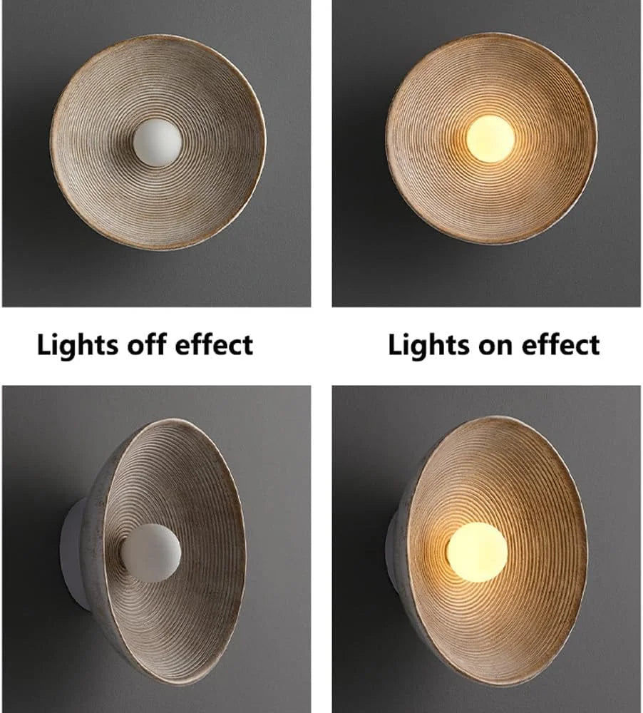 Runde Wabi-Sabi Wandlampe aus Harz