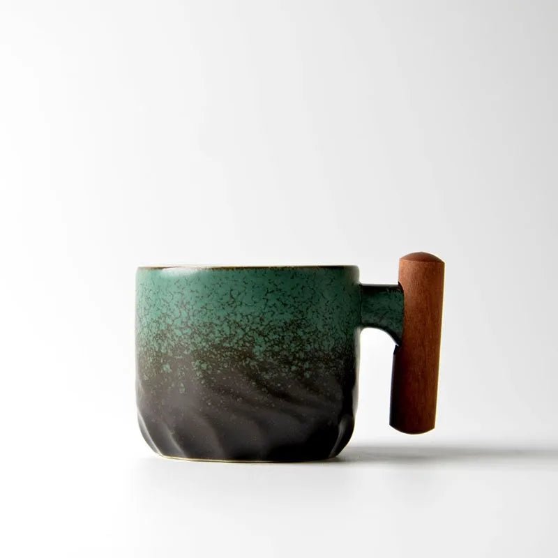 Retro - Keramiktasse mit Holzgriff - ApolettaApoletta