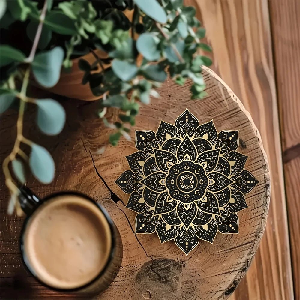 Holz - Untersetzer - Set mit Mandala - Druck - ApolettaApoletta
