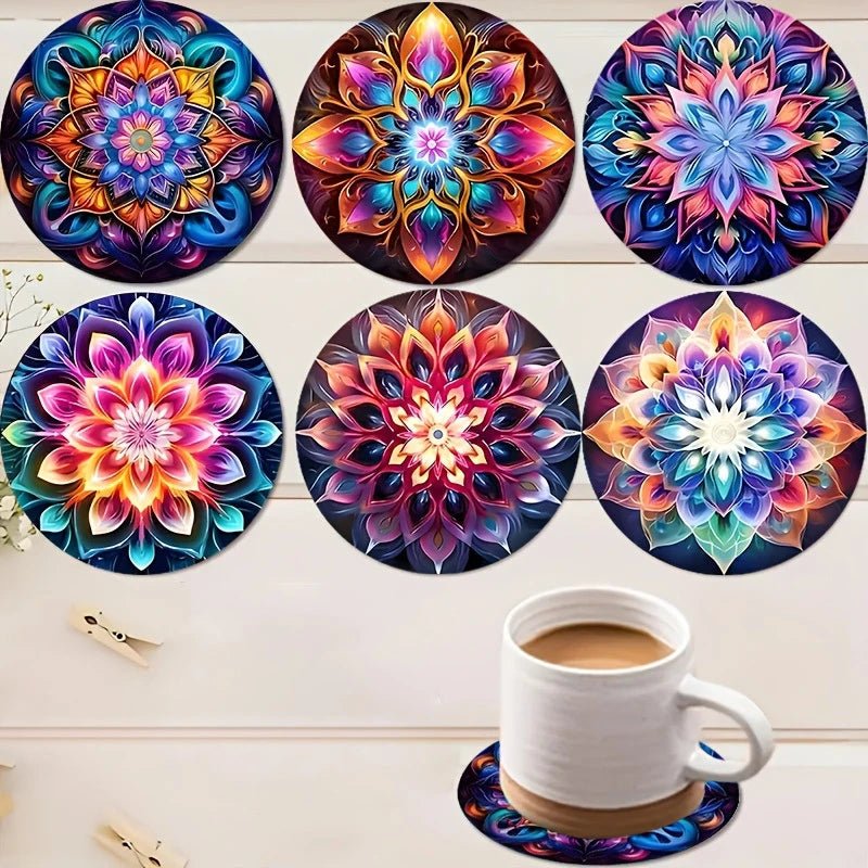 Holz - Untersetzer - Set mit Mandala - Druck - ApolettaApoletta