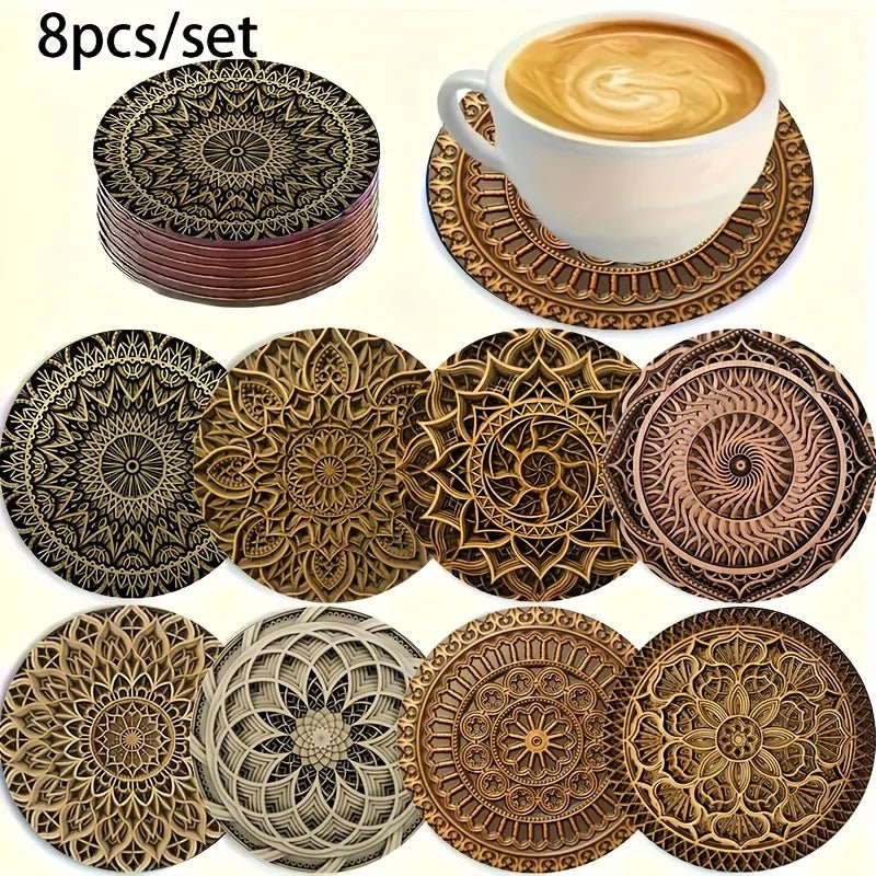 Holz - Untersetzer - Set mit Mandala - Druck - ApolettaApoletta