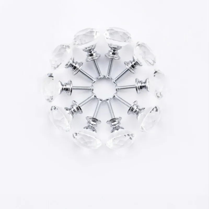 10er Set Kristall - Möbelknöpfe in Diamant - Form - ApolettaApoletta