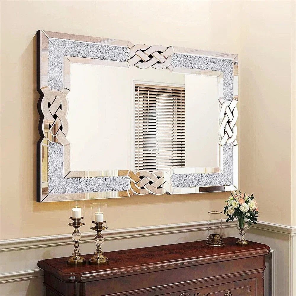 Kristall - Crush - Diamantspiegel – Luxuriöser Wandspiegel in Silber (90 - 120 cm) - ApolettaApoletta