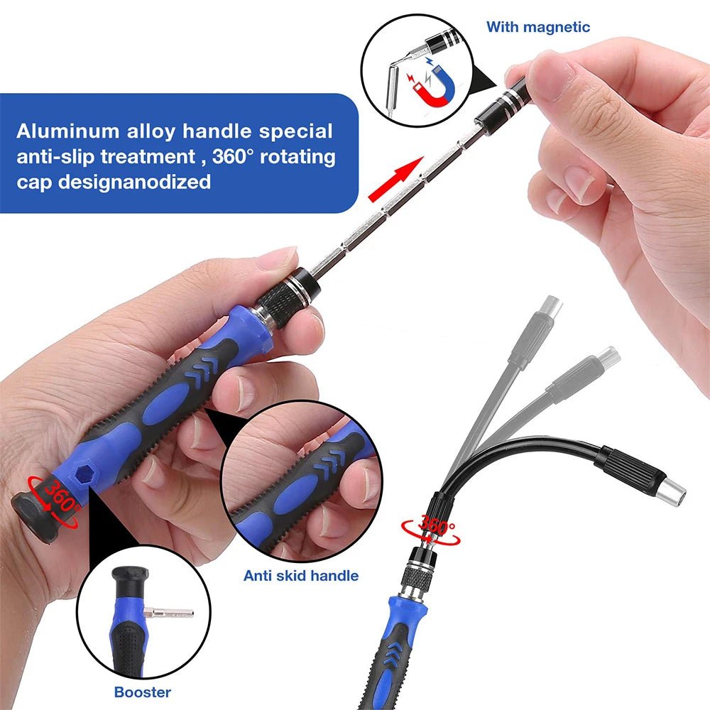 122 - teiliges magnetisches Schraubendreher - Set: Professionelles Werkzeug für präzise Reparaturen - ApolettaApoletta