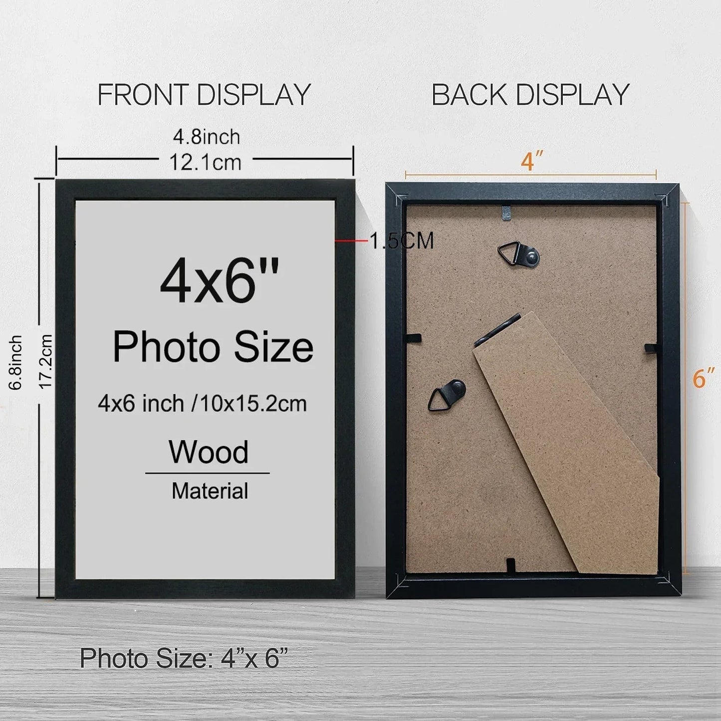 14er - Set Holz - Bilderrahmen: 10,2 x 15,2 cm Tisch - & Wanddisplay für Fotos & Gemälde - ApolettaApoletta