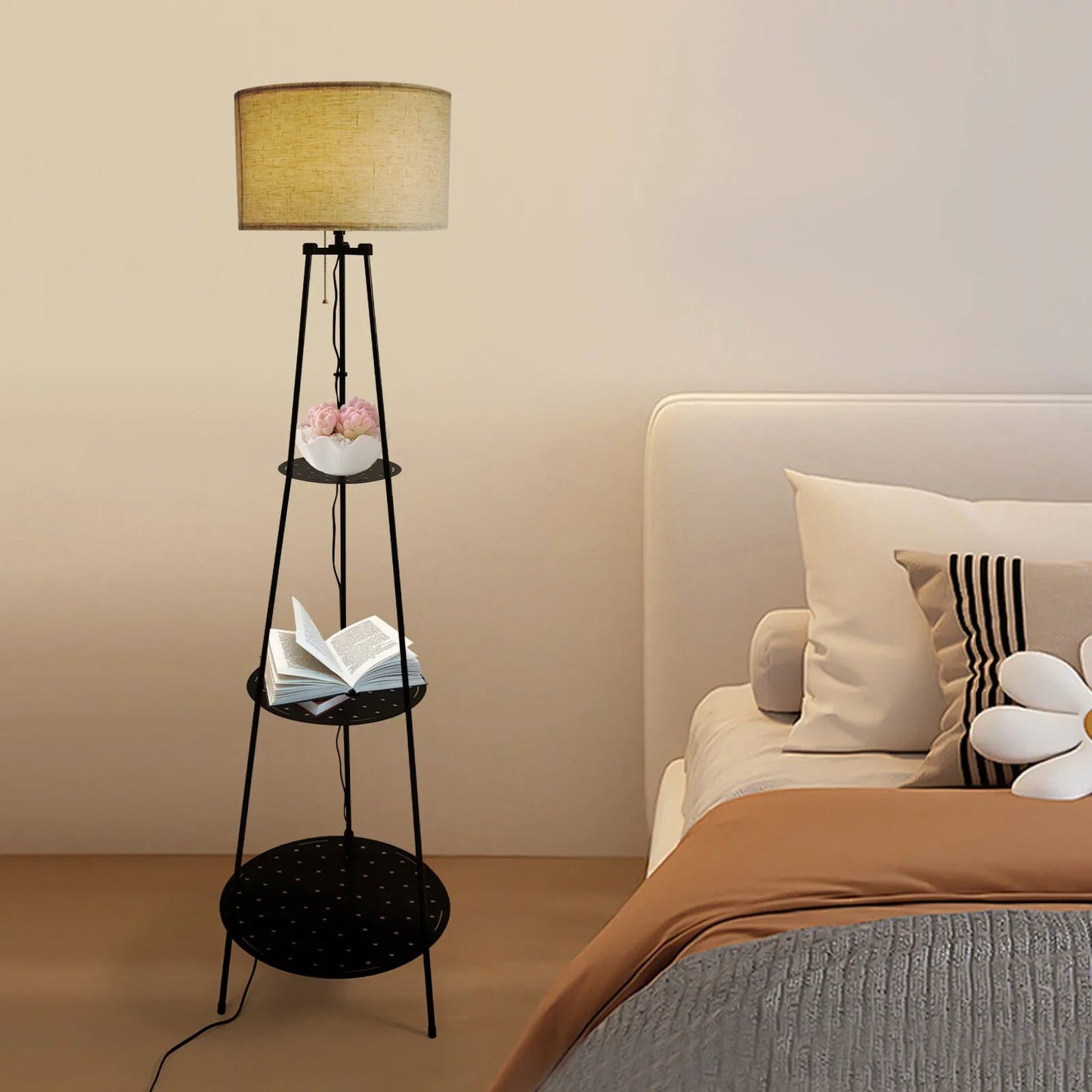 Moderne E27 - Stehlampe mit Regalen: Praktische Stehleuchte für mehr Platz - ApolettaApoletta