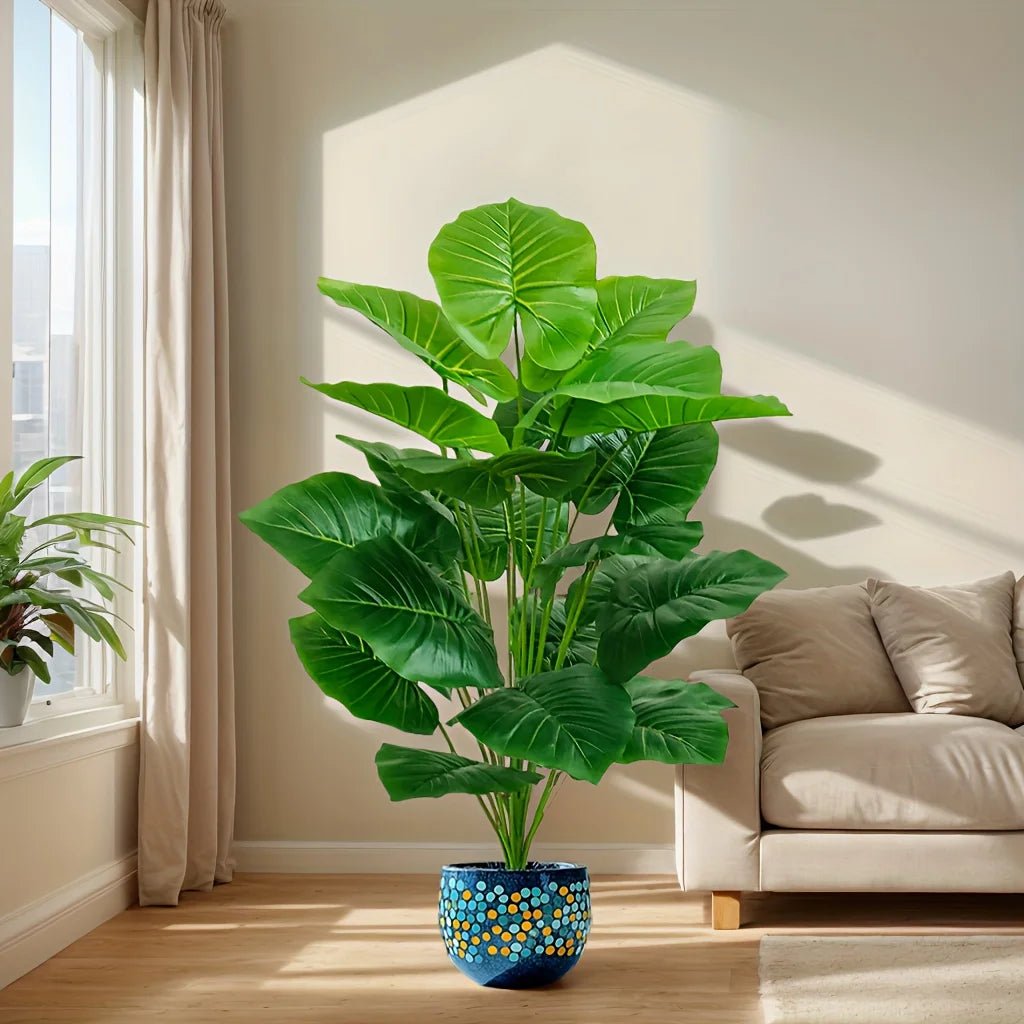 Lebensechte künstliche Palme: 100 cm, 18 Blätter für Zuhause - ApolettaApoletta