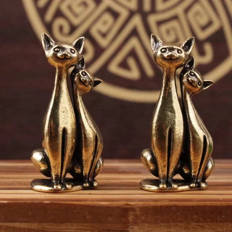 Antike Messing - Katze: Kupfer - Tierskulptur & Räuchergefäß für Katzenliebhaber - ApolettaApoletta