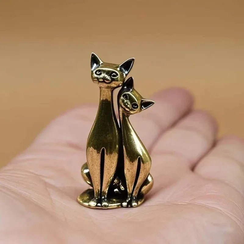 Antike Messing - Katze: Kupfer - Tierskulptur & Räuchergefäß für Katzenliebhaber - ApolettaApoletta