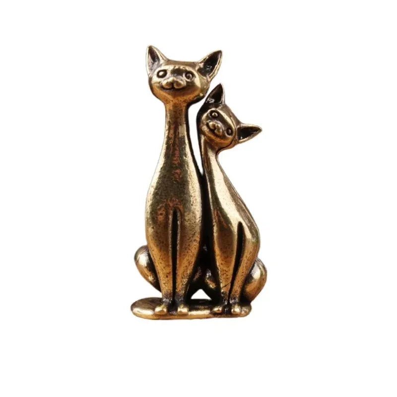 Antike Messing - Katze: Kupfer - Tierskulptur & Räuchergefäß für Katzenliebhaber - ApolettaApoletta