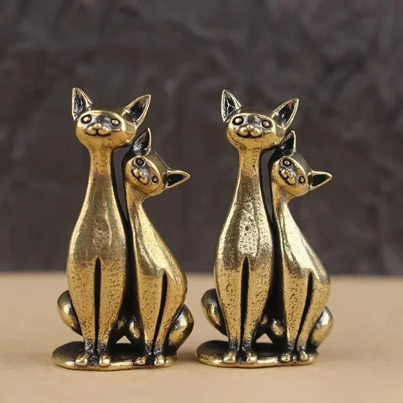 Antike Messing - Katze: Kupfer - Tierskulptur & Räuchergefäß für Katzenliebhaber - ApolettaApoletta