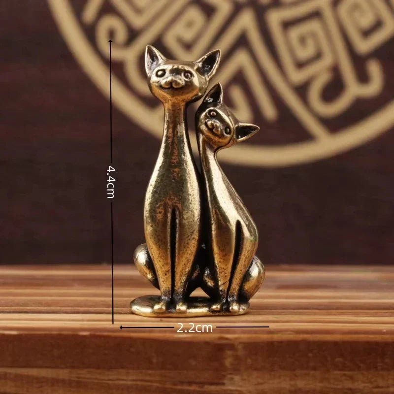 Antike Messing - Katze: Kupfer - Tierskulptur & Räuchergefäß für Katzenliebhaber - ApolettaApoletta