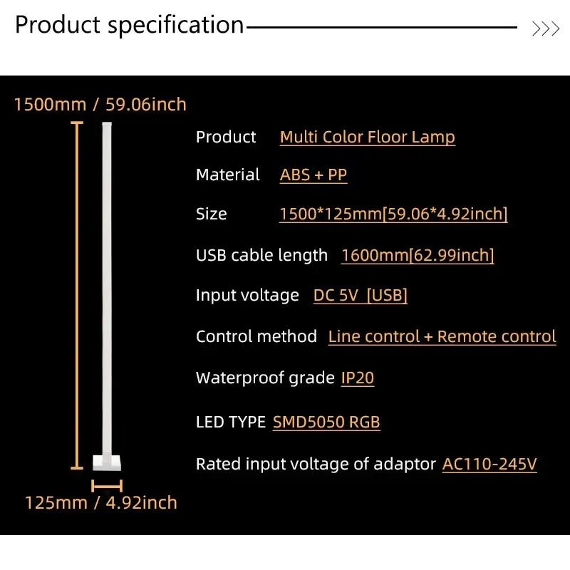 RGB Stehlampe: Skandinavische Eck - Stehlampe mit Farbwechsel & weicher Dimmung - ApolettaApoletta