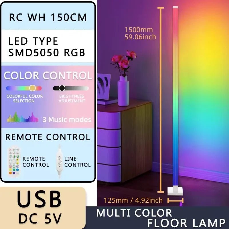 RGB Stehlampe: Skandinavische Eck - Stehlampe mit Farbwechsel & weicher Dimmung - ApolettaApoletta