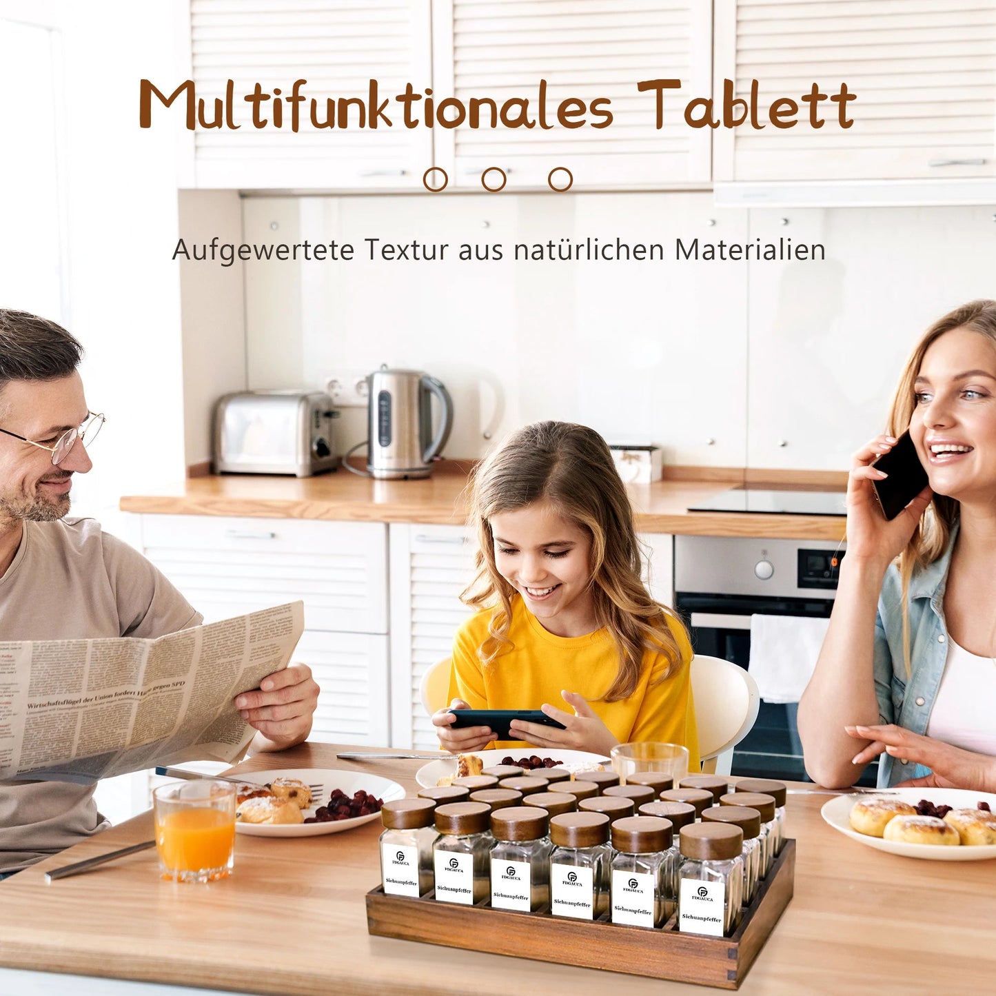 Gewürzregal aus Akazienholz mit 12/24 Gläsern - ApolettaApoletta