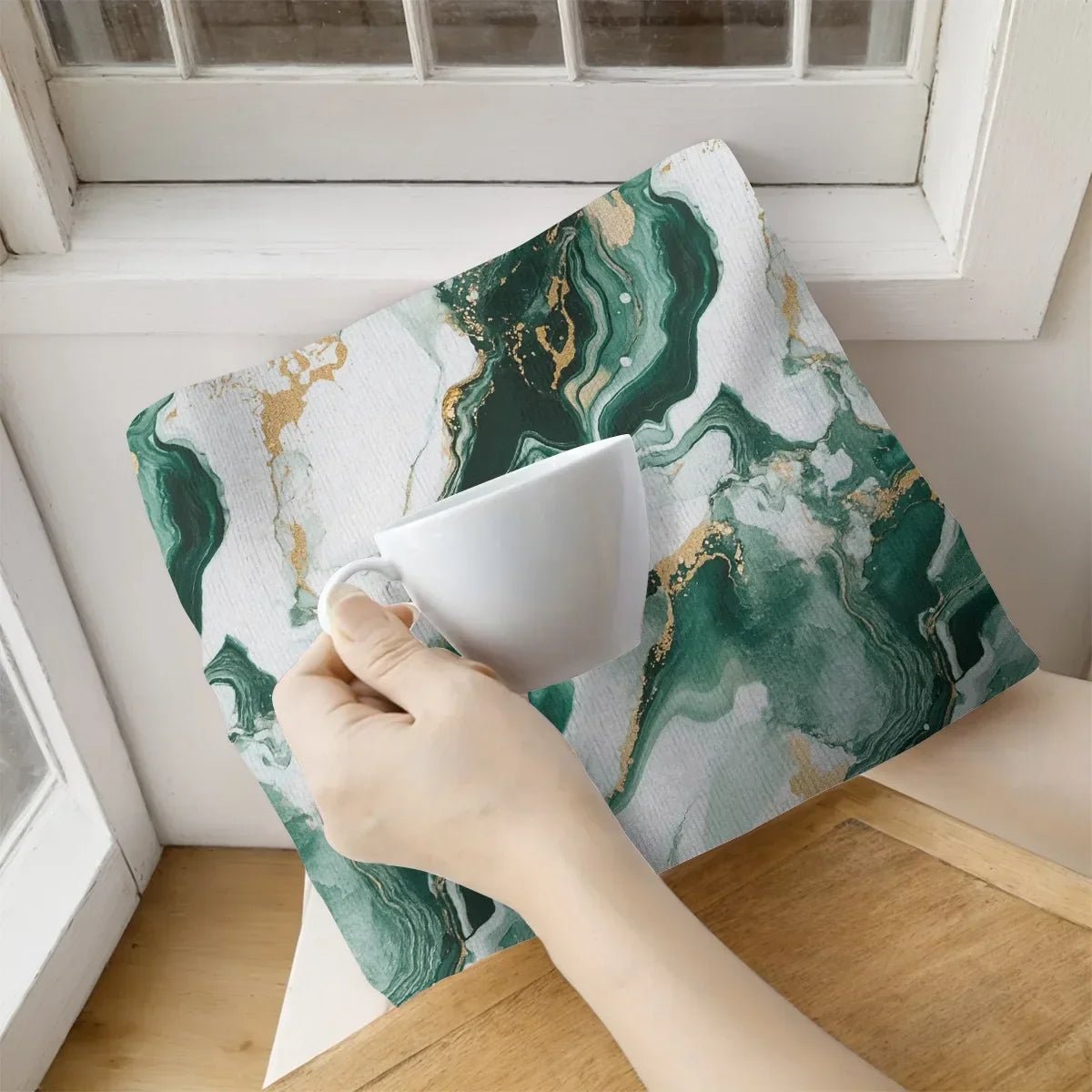 2er - Set Küchentücher: Weich, Saugfähig & elegant mit Marmor - Aquarell - Muster - ApolettaApoletta