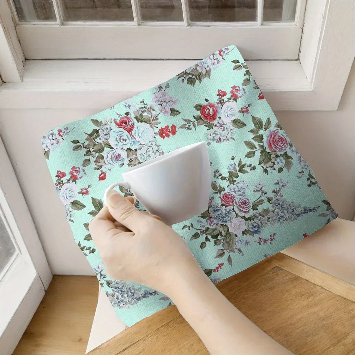 2er - Set Küchentücher: Weich, saugfähig & stilvoll mit Aquarell - Rosen - ApolettaApoletta