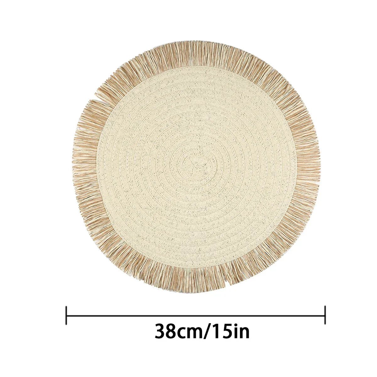 Nordic Tischsets: Beige Papier - Geflecht, rutschfest & rund für Küche und Wohnkultur - ApolettaApoletta