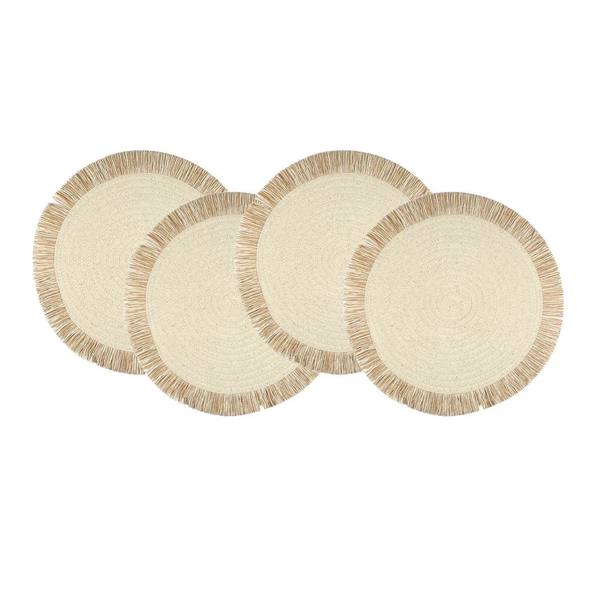 Nordic Tischsets: Beige Papier - Geflecht, rutschfest & rund für Küche und Wohnkultur - ApolettaApoletta