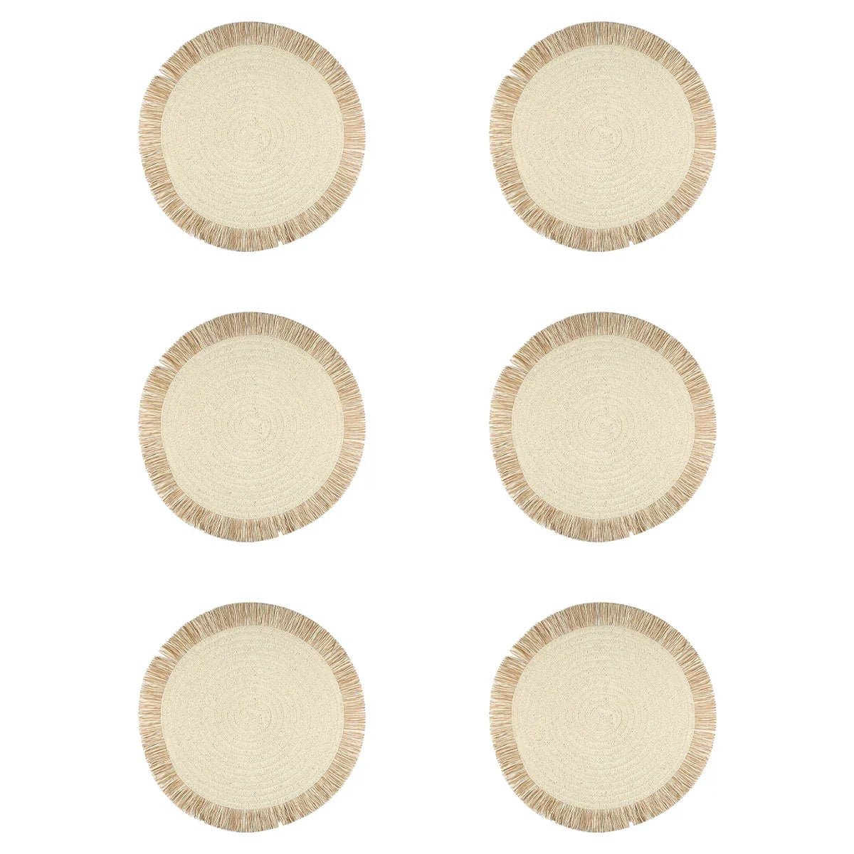 Nordic Tischsets: Beige Papier - Geflecht, rutschfest & rund für Küche und Wohnkultur - ApolettaApoletta