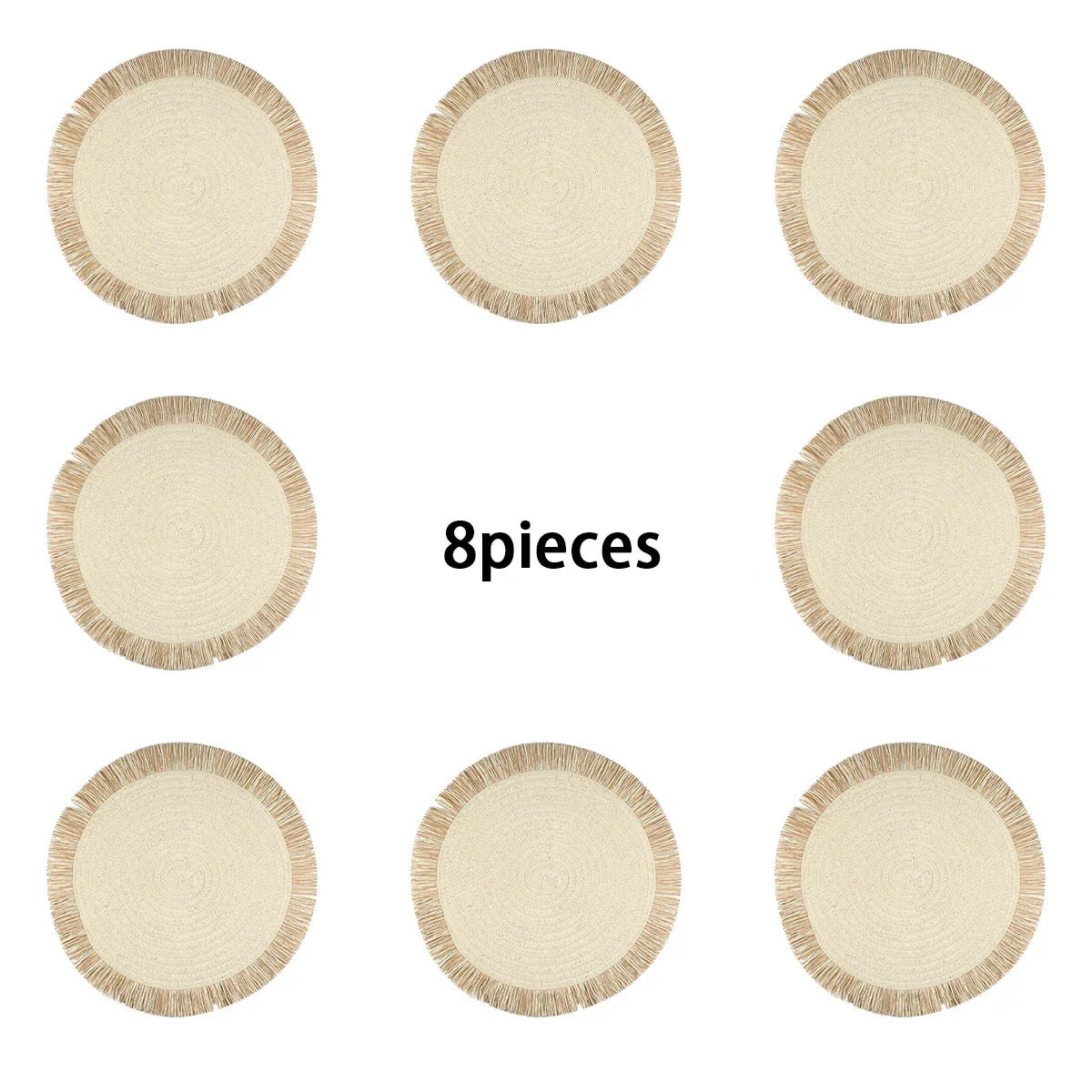 Nordic Tischsets: Beige Papier - Geflecht, rutschfest & rund für Küche und Wohnkultur - ApolettaApoletta
