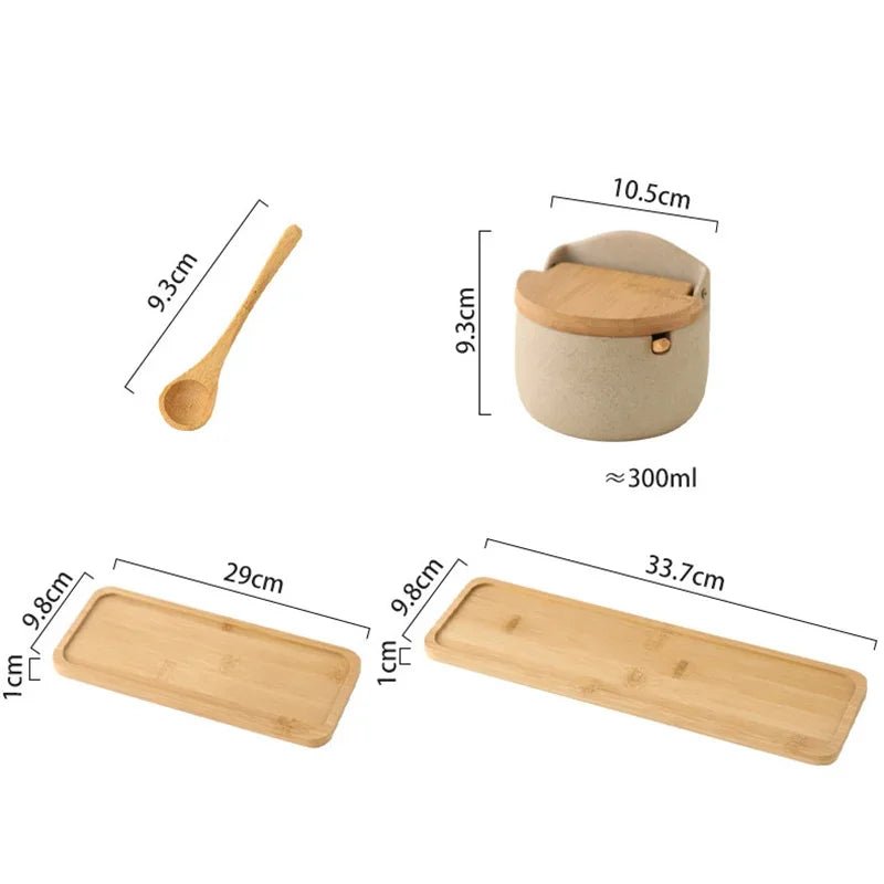 Gewürzglas im japanischen Stil: Keramik mit Bambusdeckel & Löffel - ApolettaApoletta