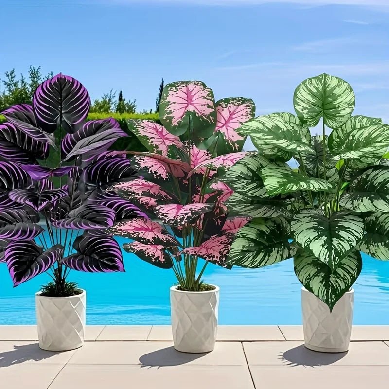 Künstlicher Bonsai - Turm: 3er - Set Grünpflanzen mit 36 Blättern für Deko & Garten - ApolettaApoletta