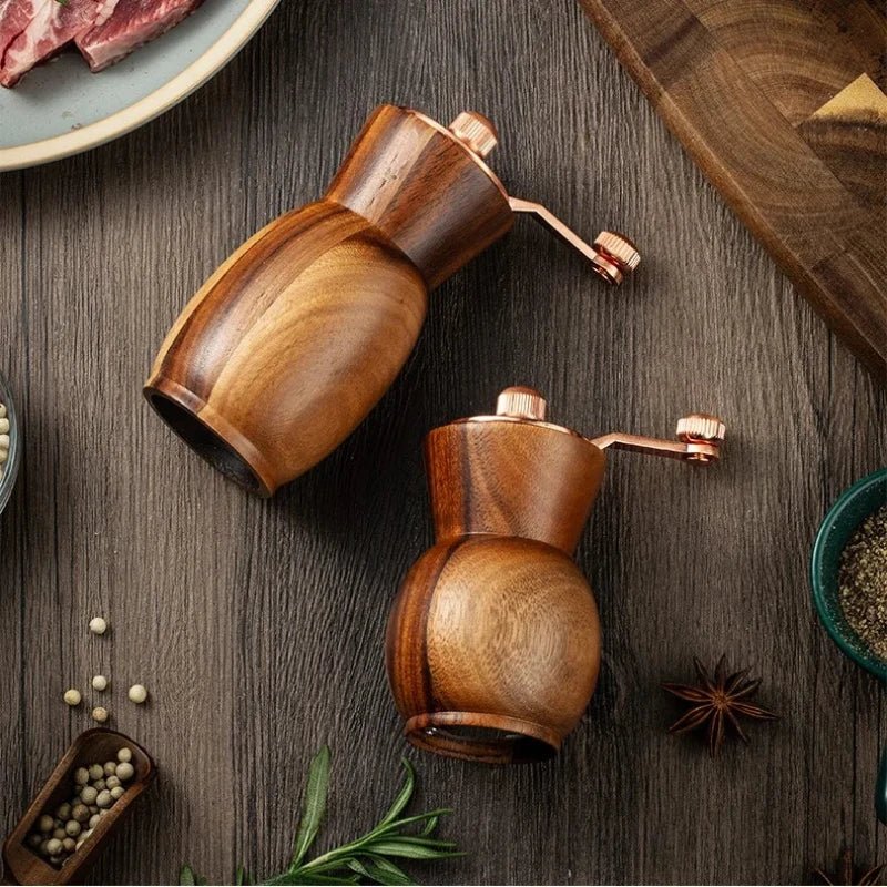 Holz - Pfeffermühlen - Set mit Handkurbel - ApolettaApoletta