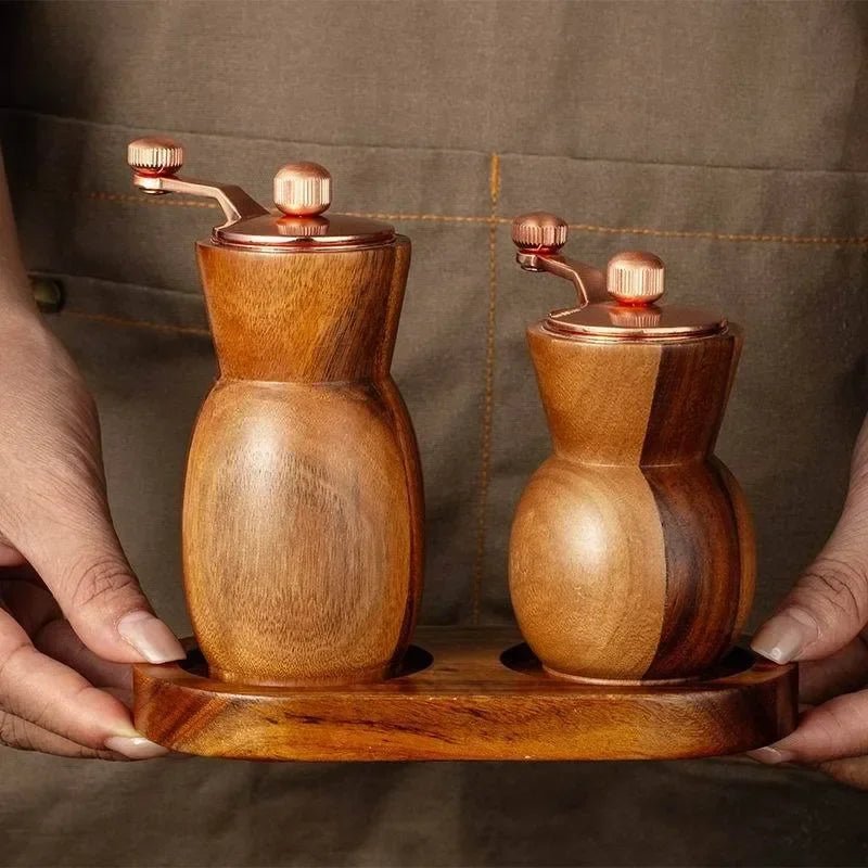 Holz - Pfeffermühlen - Set mit Handkurbel - ApolettaApoletta