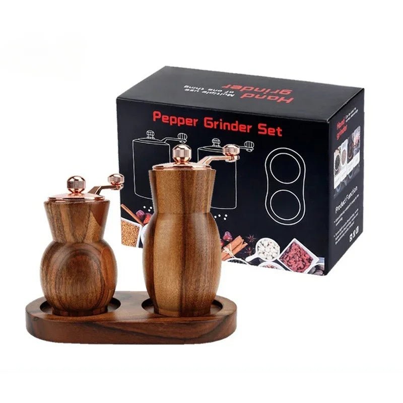 Holz - Pfeffermühlen - Set mit Handkurbel - ApolettaApoletta