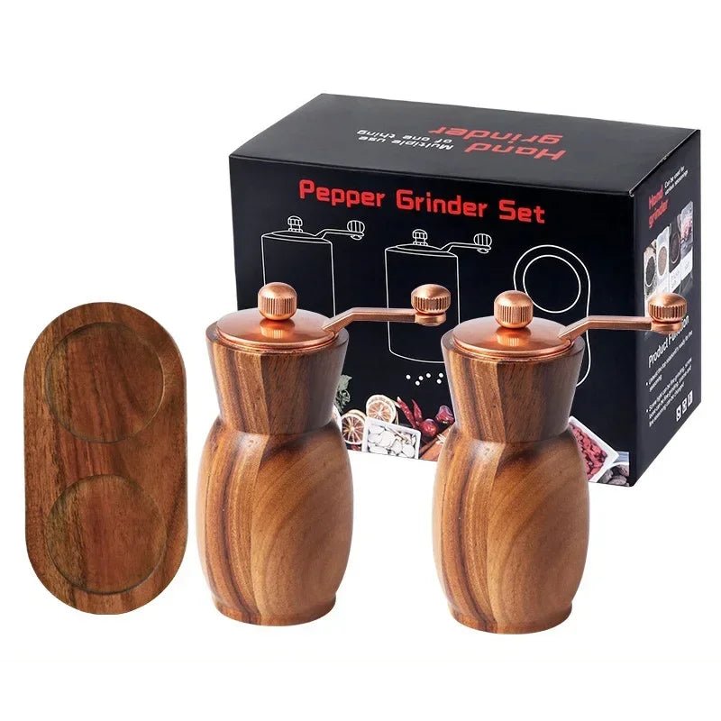Holz - Pfeffermühlen - Set mit Handkurbel - ApolettaApoletta
