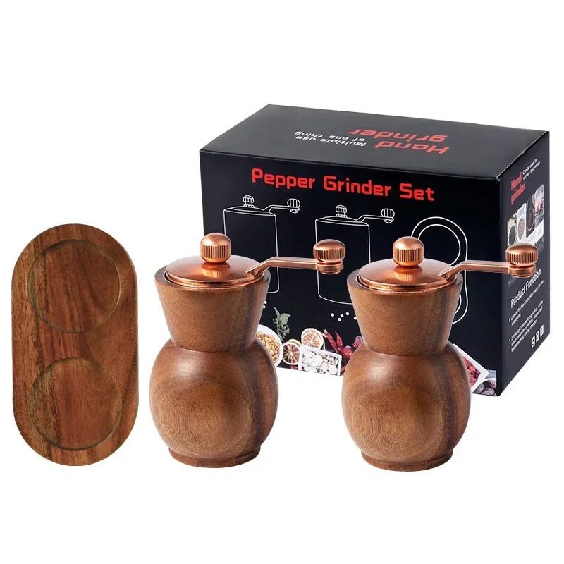 Holz - Pfeffermühlen - Set mit Handkurbel - ApolettaApoletta