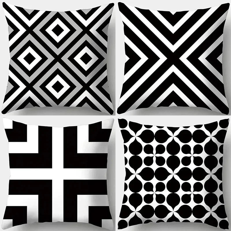 Schwarz - weiße Kissenbezüge: Geometrisches Muster für Sofa, Schlafzimmer - ApolettaApoletta