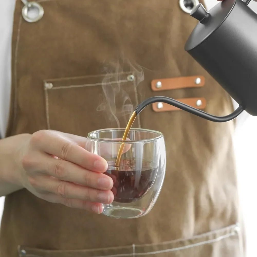 Doppelwandige Glas - Kaffeetassen (6er - Set): Isoliert & elegant für Espresso, Tee & mehr - ApolettaApoletta