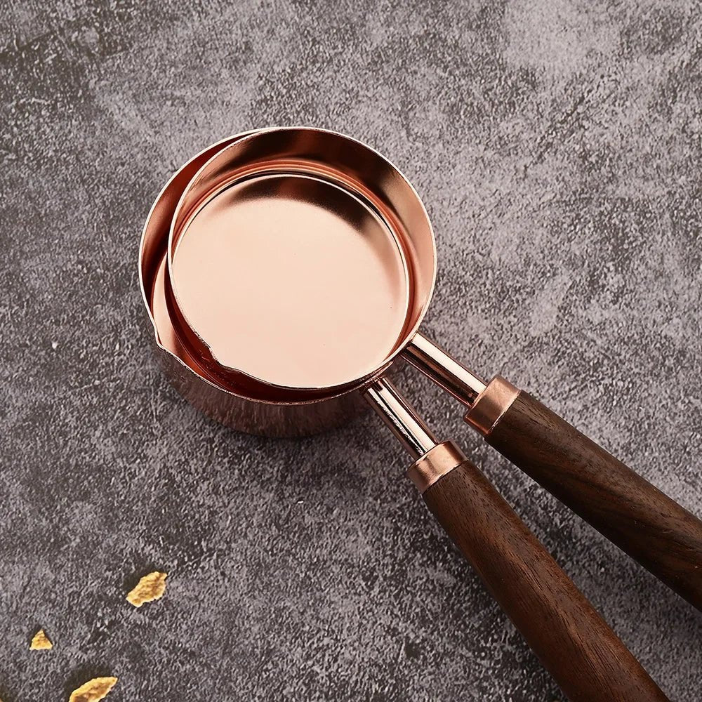 Roségoldenes Messlöffel - Set mit Holzgriffen - ApolettaApoletta