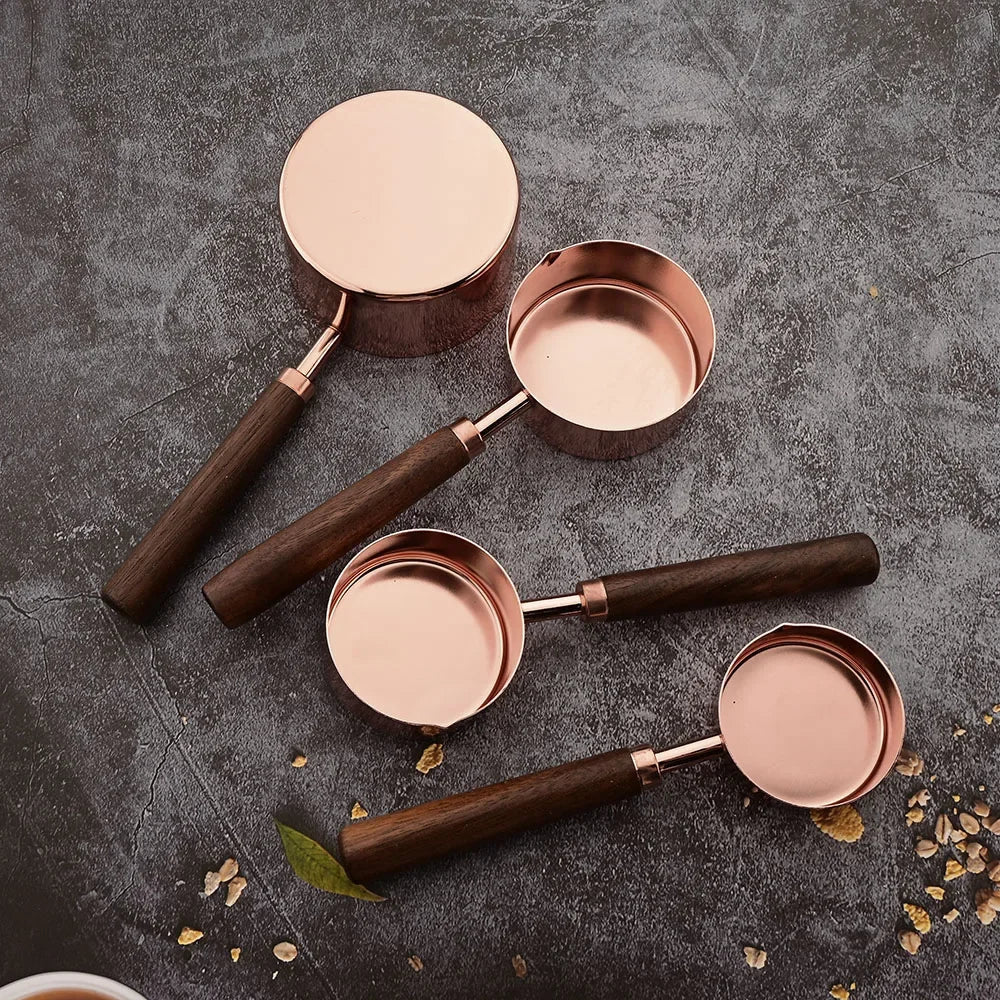 Roségoldenes Messlöffel - Set mit Holzgriffen - ApolettaApoletta