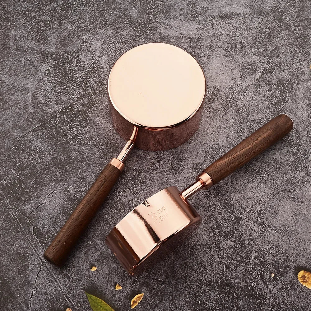 Roségoldenes Messlöffel - Set mit Holzgriffen - ApolettaApoletta