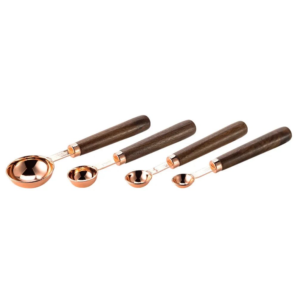 Roségoldenes Messlöffel - Set mit Holzgriffen - ApolettaApoletta