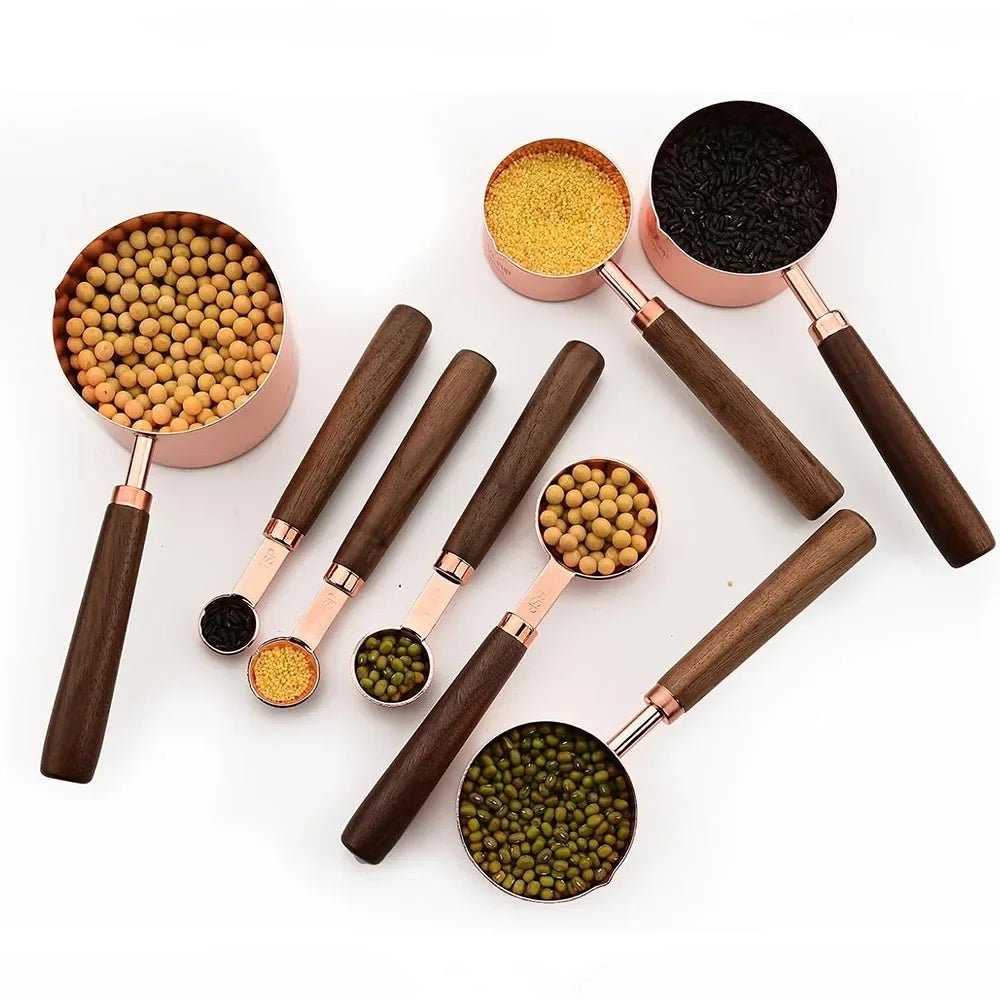 Roségoldenes Messlöffel - Set mit Holzgriffen - ApolettaApoletta