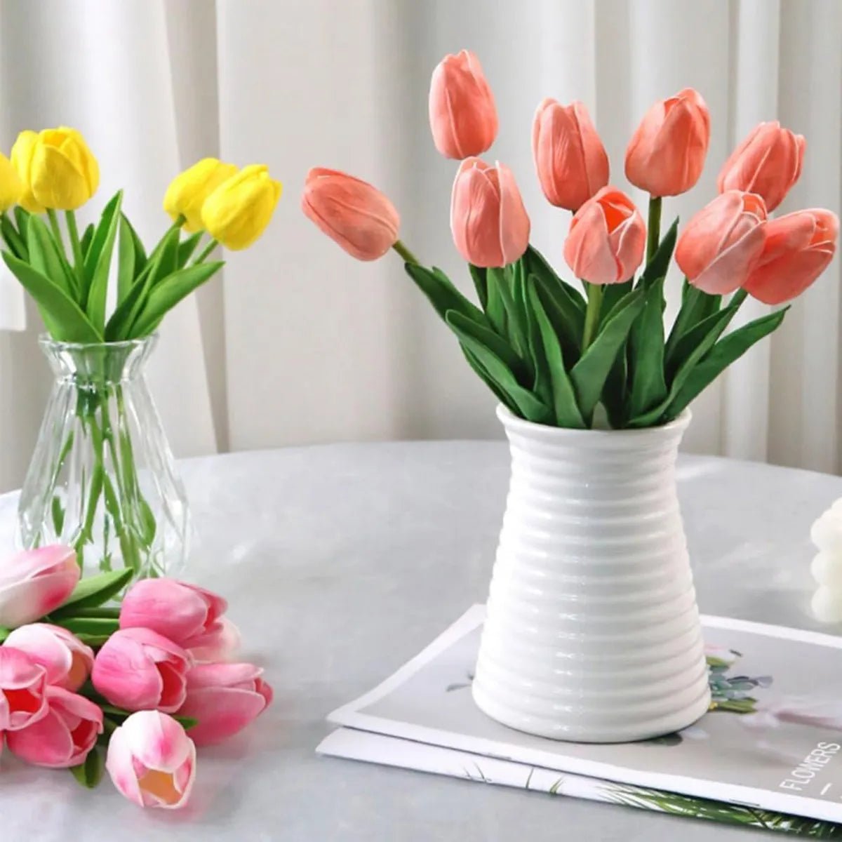 Künstliche Tulpen: 10er - Set realistische Blumen für Garten, Girlande & Heimdeko - ApolettaApoletta